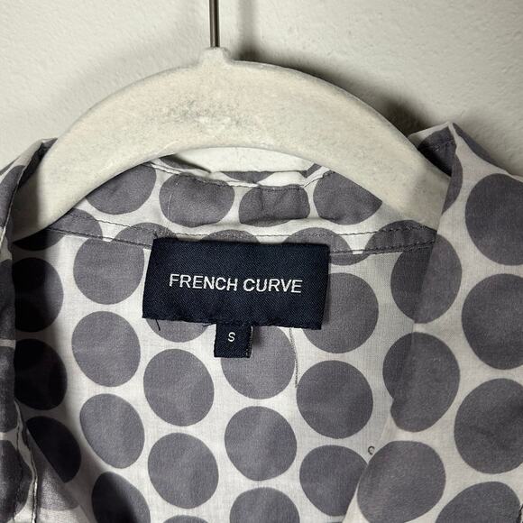 French Curve Gray & White Polka Dot Button Down Shirt Women's Small - Picture 3 of 4
